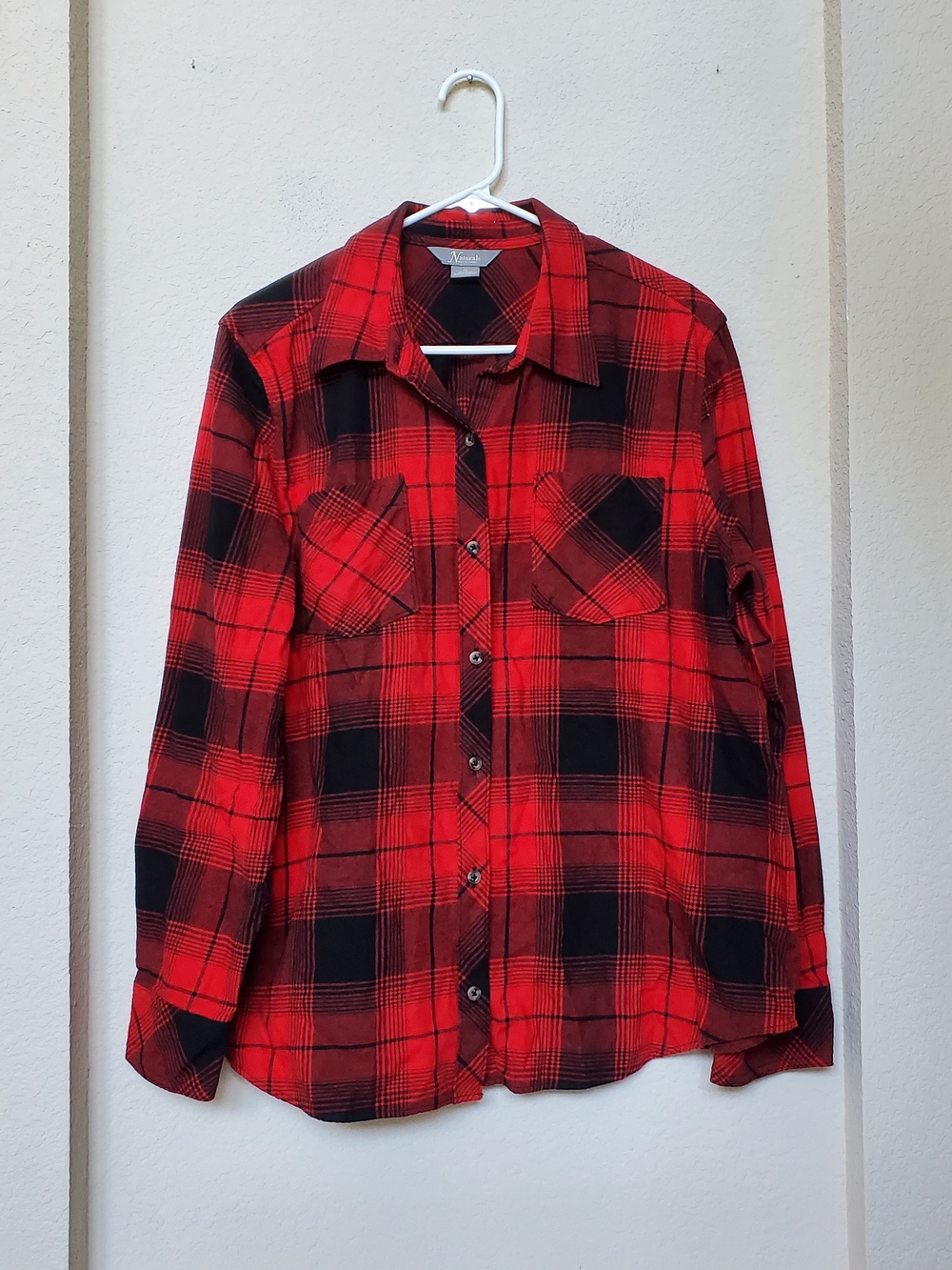 Natural Reflections Red and Black Buffalo  Plaid Button-Down Shirt.  Size XL